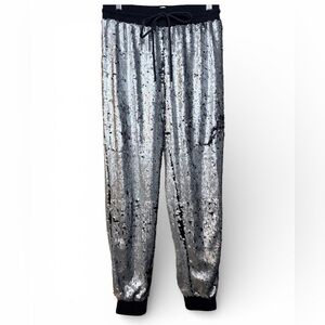 RoseVelvet Silver & Black Sequin Pants Joggers